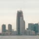 Skyscraper under construction, New Jersey, view from the Staten Island ferry, December 2002.