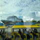 Looking back at the ship from our bus