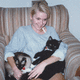 Sarah at Aunt Carol's with cats.