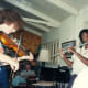 Me, jamming with contra dance musicians.