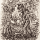 Pencil drawings of patrolling Dutch Soldiers on Java 1946-1949 by Synco Schram de Jong