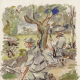 Pencil drawings of patrolling Dutch Soldiers on Java 1946-1949 by Synco Schram de Jong