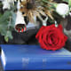 A rose placed on The Holy Bible