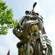 Closeup of “Constant Gardener” sculpture by Mark Bradford in True South sculpture exhibit Houston