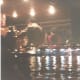 On a night cruise on the Han River. Outside view below, inside view above. 1991.