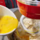 Gently add the egg and milk into the mixture.