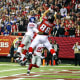 The tight end Tony Gonzalez is capable of catching the ball and blocking for teammates.