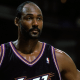Karl Malone bathing with sweat.