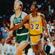 Larry Bird positioning for a rebound.