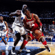 Hakeem Olajuwon preparing for a drive.