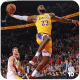 Lebron James elevates for a slam.