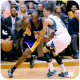 Kobe Bryant makes his move against Zack LaVine.
