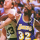 Magic Johnson competing against Larry Bird.