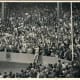Furillo at Yankee Stadium, 1955 World Series. The wall was much lower then and it was only 299 feet down the line. Can't believe almost everyone in the crowd is wearing a suit.