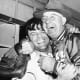 Bert Shotton hugs Harry "Cookie" Lavagetto after Game 4, 1947 World Series.