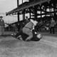 1940: The "Good Ol Days?" Frank Gernano pummels umpire George Magerkurth after a tough loss by the Dodgers.