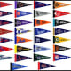 Pennants with team logos.