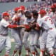 1967 World Series - Cards celebrate at Fenway Park.