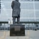 The statute of Vince Lombardi outside of Lambeau Field