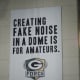 Banners inside the stadium.