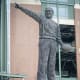 The statute of Curly Lambeau outside of Lambeau Field.