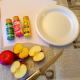 The supplies to create apple stamps.