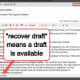 Once a Text Capsule has been open for two or more minutes, a &quot;recover drafts&quot; link should appear next to the dot in the lower left-hand corner. 
