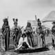 Cree people at Fort Pitt, Saskatchewan in 1884.