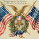 Free vintage post cards for Veterans Day: Two American flags and an American eagle