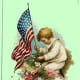 Free vintage post cards for Veterans Day: Child with American flag