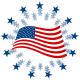4th of July clip art: American flag and stars