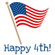 July Fourth clip art: waving American flag "Happy 4th!"