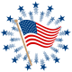 4th of July clip art: American flag and stars
