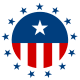 July 4th clipart: stars and stripes in circle