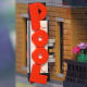 LEGO Creator Detective's Office Modular Building | A brick built lettering which says "pool".