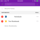 Tap "Edit" to the right of the Notebooks section. A red circle with a white horizontal line appears to the left of each notebook name.