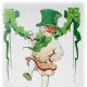 Little vintage boy in green top hat dancing, shamrock garland