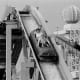 The Log Flume, seen in 1976 before the ball finial of the Big Dipper was replaced by a teardrop shape.