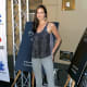 Brooke Burns long legs in her gray slim pants