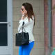 Eval Longoria in blue trousers and high heels