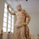 Monumental temple statue of Poseidon (note dolphin), which would originally have held a bronze or gold trident. c 130 BCE.