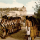 Hopi men performing snake dance during a celebration.