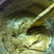 Egg mixture and dry ingredients are added together and mixed