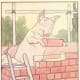Little pig is laying bricks