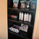The toiletries cupboards are moved in along with toiletries enough to last about a year.