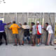 The first wall is put in place on the sturdy yet light framework.