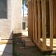 To install heavy T1-11 siding by yourself you have to prepare a little support structure from which a short pry bar can be stepped on to ease the piece into position