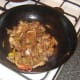 Soy sauce is added to turkey stir fry