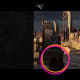 The camera zooms back in and circles the perimeter of the circular courtyard. Keep clicking here; there's often 1 or 2 bags hidden by those pillars.