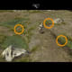 The ones on the right (Siris' left) are not reachable once he stops walking; grab them now. The red one can be reached by panning after he halts.